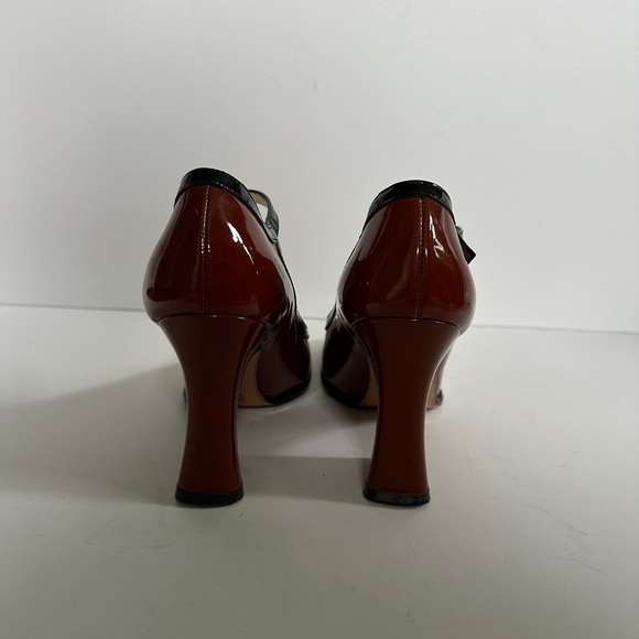 Prada Brown Patent Leather Mary Jane Block Heel - Picture 5 of 9